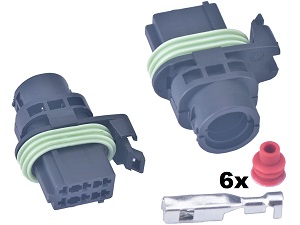 Connettore pompa carburante a 6 poli con guarnizioni per cavi e terminali Connettore pompa carburante a 6 poli con guarnizioni per cavi e terminali