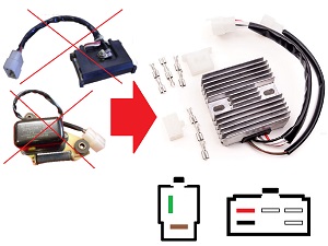 CARR351 - Yamaha XS650 MOSFET Raddrizzatore del regolatore di tensione CARR351 - Yamaha XS650 MOSFET Raddrizzatore del regolatore di tensione