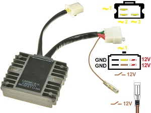CARR531-Z1300-A4-A5 Kawasaki Z1300 KZ1300 A4 MOSFET Raddrizzatore del regolatore di tensione (SH541-12) CARR531-Z1300-A4-A5 Kawasaki Z1300 KZ1300 A4 MOSFET Raddrizzatore del regolatore di tensione (SH541-12)