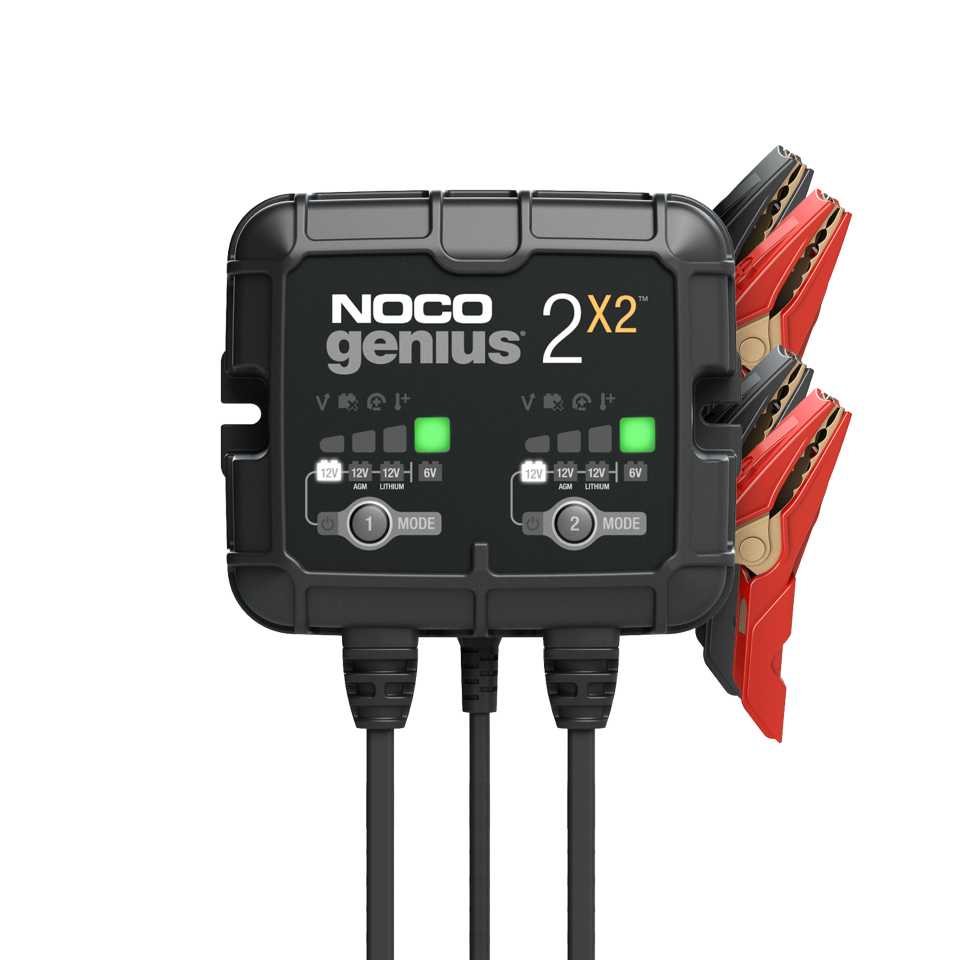 Noco Genius 2x2 - Doppio 6V/12V Caricabatteria caricabatteria di mantenimento (adatto anche per batterie agli ioni di litio) Noco Genius 2x2 - Doppio 6V/12V Caricabatteria caricabatteria di mantenimento (adatto anche per batterie agli ioni di litio)