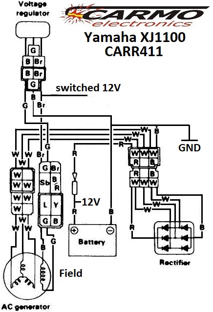 Yamaha XJ1100 maxim voltage regulator rectifier SH252 schematic