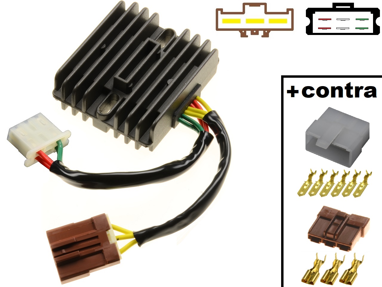 CARR971 - Aprilia RSV1000 Mille Tuono Caponord Futura SL1000 Falco MOSFET Raddrizzatore del regolatore di tensione + connettori - Clicca l'immagine per chiudere