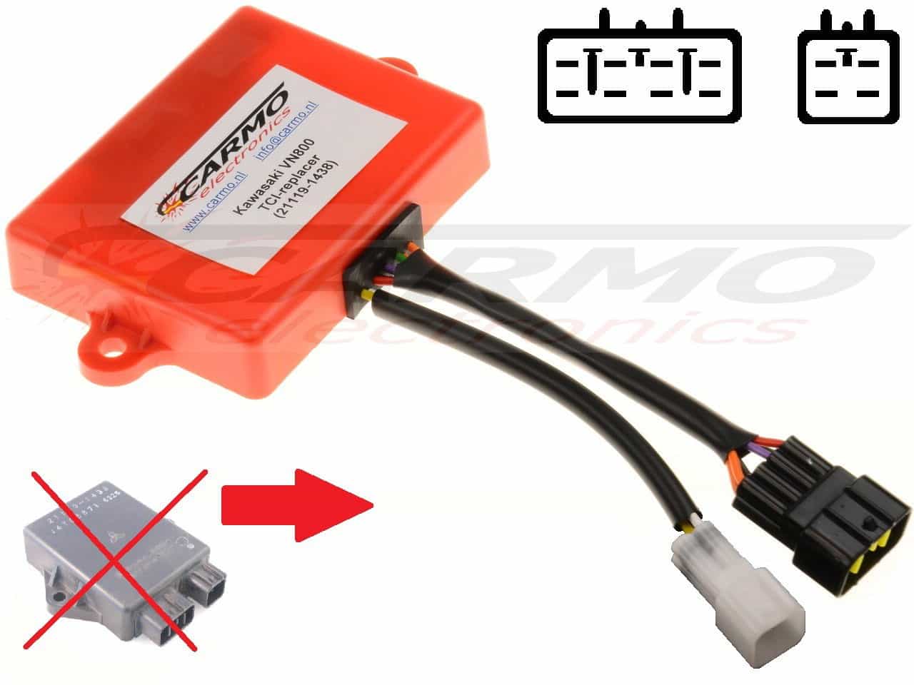 Kawasaki VN800 improved CDI TCI Unit Ignition Module 21119-1438 - Clicca l'immagine per chiudere