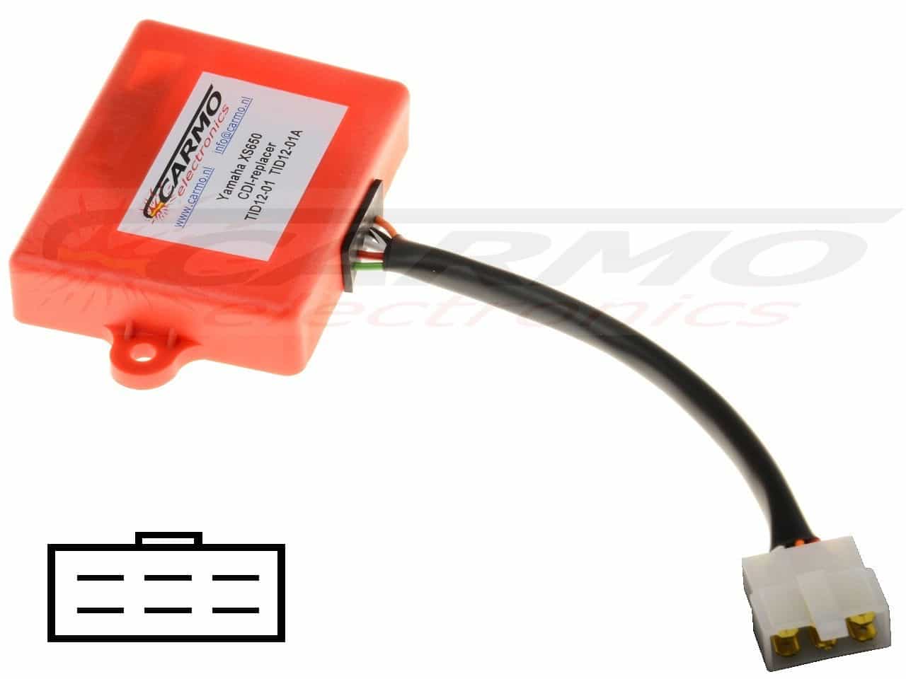 Yamaha XS650 CDI igniter TID12-01, TID12-01A (6 pins connector) - Clicca l'immagine per chiudere