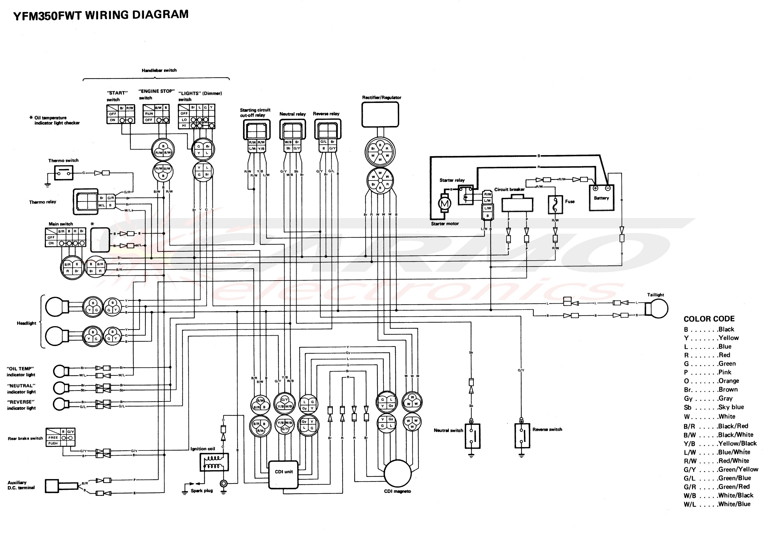 Yamaha YFM350 Big-Bear Moto4 CDI (1YW-20) [Carmo CDI-set ... 88 moto 4 wiring diagram 