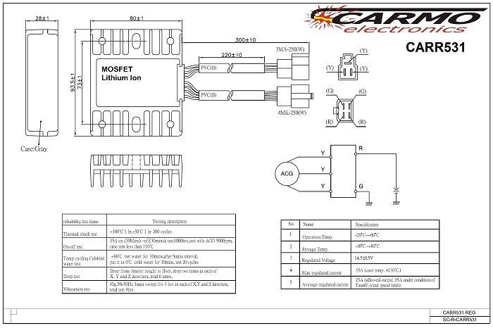 CARR531 voltage regulator MOSFET Lithium Ion improved specifications